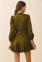Load image into Gallery viewer, Mandarin Collar Covered Button Placket Mini Dress