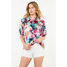 Load image into Gallery viewer, Smocked Neck Puff Sleeve Floral Top
