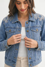 Load image into Gallery viewer, Western Embellished Denim Jacket