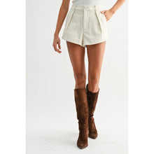 Load image into Gallery viewer, HIGH-WAISTED PLEATED IVORY TAILORED COTTON SHORTS