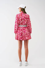 Load image into Gallery viewer, Pink Floral Print Mini Pleated Dress