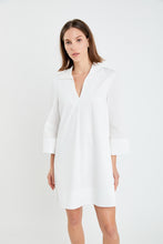 Load image into Gallery viewer, White A Line Kaftan Poplin Collar Dress