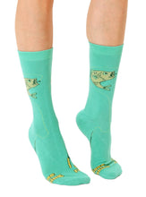 Load image into Gallery viewer, Green 3D Fish Crew Socks