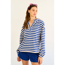 Load image into Gallery viewer, Half-Zip French Terry Stripe Hoodie Pullover