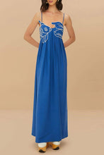 Load image into Gallery viewer, Vivid goldfish embroidered strappy maxi dress