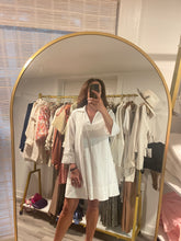 Load image into Gallery viewer, White A Line Kaftan Poplin Collar Dress