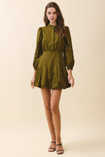 Load image into Gallery viewer, Mandarin Collar Covered Button Placket Mini Dress