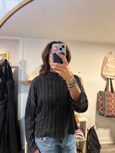 Load image into Gallery viewer, Black Ribbed Mock Neck Top