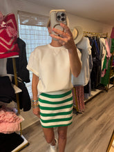 Load image into Gallery viewer, Green and White Stripe Skirt