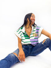Load image into Gallery viewer, Striped 1/4 Zip Top with cap sleeve