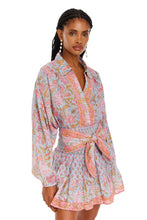 Load image into Gallery viewer, Blue and Coral Long Sleeve Blouse