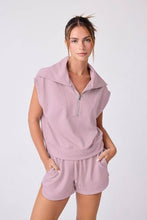 Load image into Gallery viewer, Half Zip Cropped Sweatshirt and Shorts Set