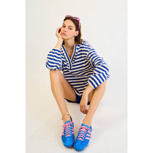 Load image into Gallery viewer, Half-Zip French Terry Stripe Hoodie Pullover