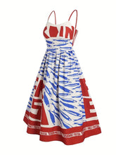 Load image into Gallery viewer, Sardine print smocked sundress seaside ocean strap dress