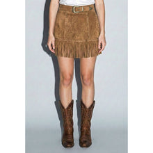 Load image into Gallery viewer, Vegan Suede Star Fringe Mini Skirt