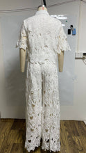 Load image into Gallery viewer, Crochet Floral Lace Button-down shirts & wide leg pant set