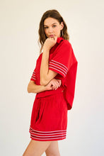 Load image into Gallery viewer, Glitter Striped Sleeve Polo Shirt