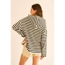 Load image into Gallery viewer, Half-Zip French Terry Stripe Hoodie Pullover