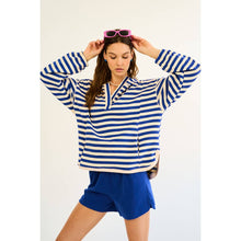 Load image into Gallery viewer, Half-Zip French Terry Stripe Hoodie Pullover