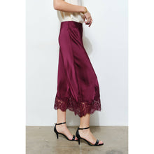 Load image into Gallery viewer, Classic Silky with Lace Hem Midi Skirt