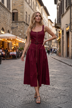 Load image into Gallery viewer, Belted Zip Front Midi Dress