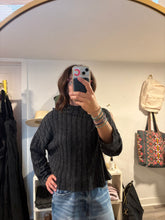 Load image into Gallery viewer, Black Ribbed Mock Neck Top