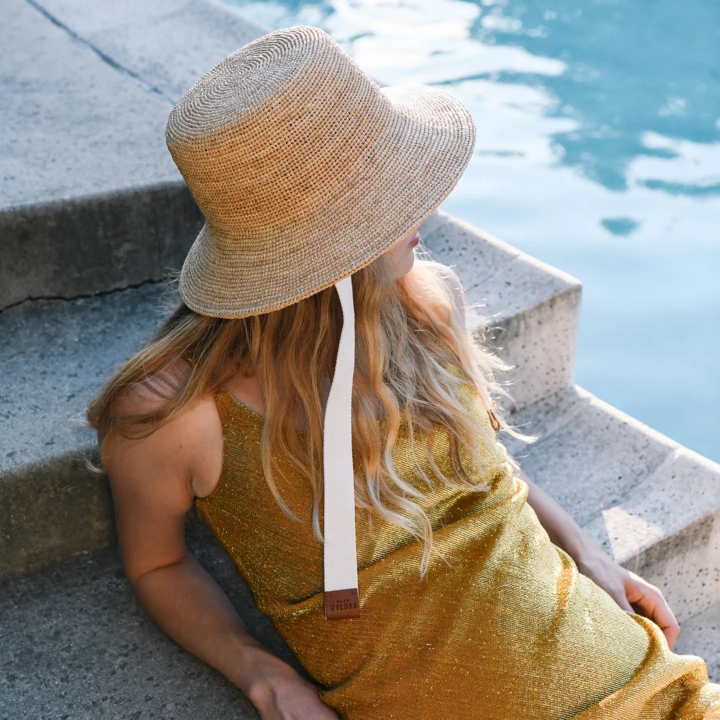 Wyeth Straw Packable Bucket Hat Navy Blue Straw Bucket Hat - Packable Sun/Beach Women main image 3