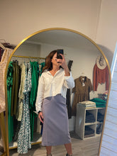 Load image into Gallery viewer, Lavender Faux Leather Straight Skirt