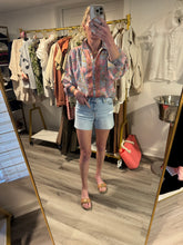 Load image into Gallery viewer, Blue and Coral Long Sleeve Blouse