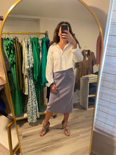 Load image into Gallery viewer, Lavender Faux Leather Straight Skirt