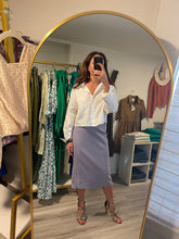 Load image into Gallery viewer, Lavender Faux Leather Straight Skirt