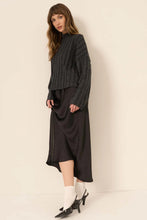 Load image into Gallery viewer, Black Ribbed Mock Neck Top