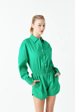 Load image into Gallery viewer, Green Long Sleeve Button Front Romper