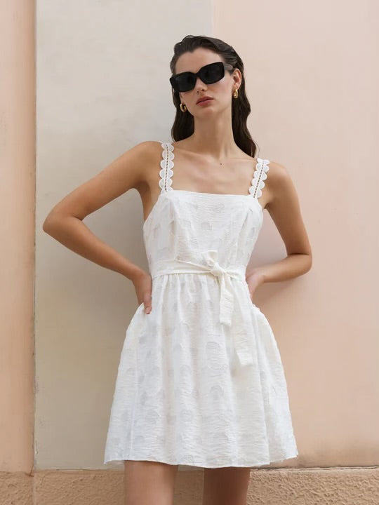 White Organza Dot Mini Dress – TRIO