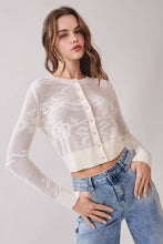 Load image into Gallery viewer, Openwork Cropped Knit Button Down Cardigan