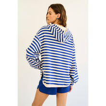 Load image into Gallery viewer, Half-Zip French Terry Stripe Hoodie Pullover