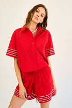 Load image into Gallery viewer, Glitter Striped Sleeve Polo Shirt