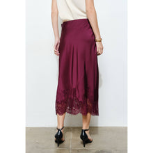 Load image into Gallery viewer, Classic Silky with Lace Hem Midi Skirt