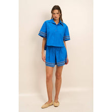 Load image into Gallery viewer, Glitter Striped Sleeve Polo Shirt