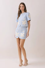 Load image into Gallery viewer, Floral Appliqué Front Slit Mini Skirt (matching top available)