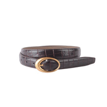 Load image into Gallery viewer, Croco Clean Stitched Belt with Oval Buckle