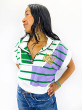 Load image into Gallery viewer, Striped 1/4 Zip Top with cap sleeve