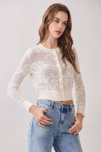 Load image into Gallery viewer, Openwork Cropped Knit Button Down Cardigan