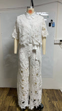 Load image into Gallery viewer, Crochet Floral Lace Button-down shirts & wide leg pant set