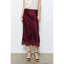 Load image into Gallery viewer, Classic Silky with Lace Hem Midi Skirt