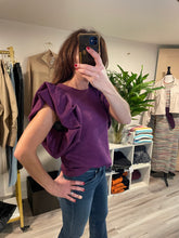 Load image into Gallery viewer, Purple Knit Top with Puff Sleeves
