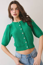 Load image into Gallery viewer, Button Front Closure Short Sleeve Knit Cardigan
