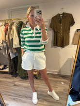 Load image into Gallery viewer, Green and White Stripe Collared top
