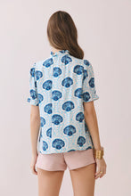 Load image into Gallery viewer, Shell Print Smocked Yoke Button Down Top
