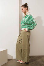 Load image into Gallery viewer, Preppy Californian Half-zip Striped Sweater-GREEN
